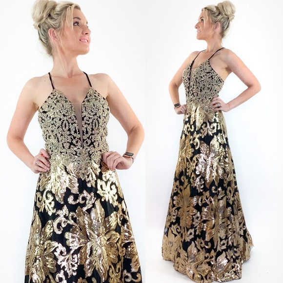 Gold Sparkly Prom Dress - Picture 2 of 8